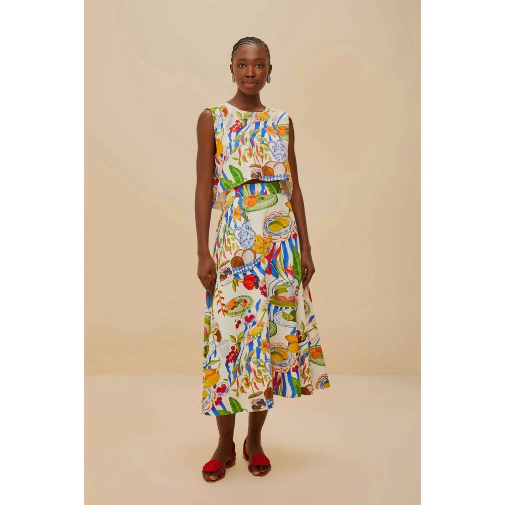 Off-White Fresh Table LENZING™ ECOVERO™ Euroflax™ Midi Skirt
